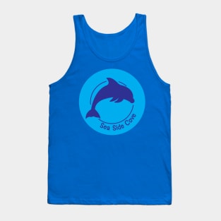 Sea Side Cove Dolphin Logo Light Blue Tank Top